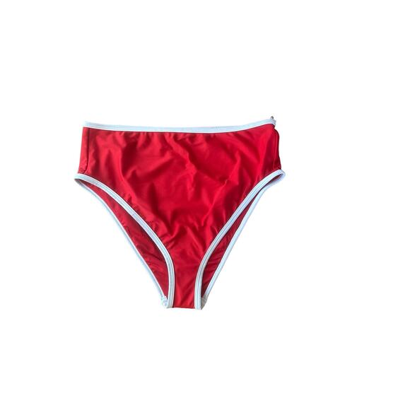 Its Now Cool Waisted Duo Bikini Briefs Stretch Nylon Red White Contrast Size 8 - Picture 8 of 11